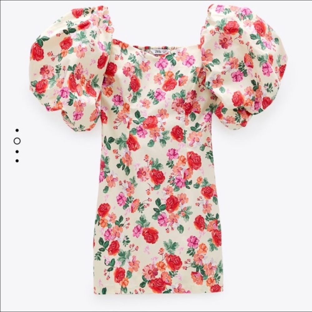 Zara floral puff sleeve dress